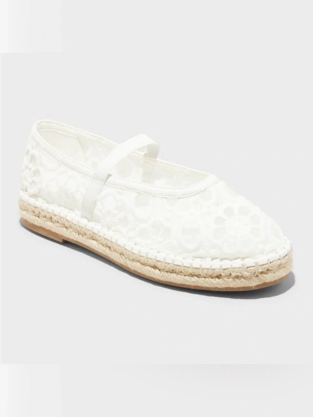 New art class Girls White Lace Espadrille Mary Janes Size 1 NWT